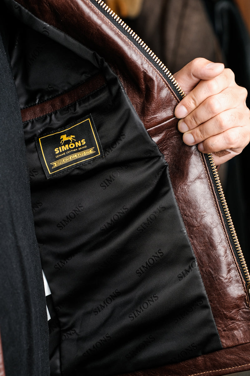 Horsehide Venom Leather Jacket Seal-Brown Details 10