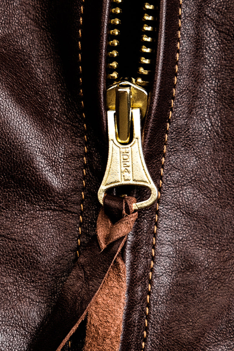 Horsehide Venom Leather Jacket Sea Brown Details 14