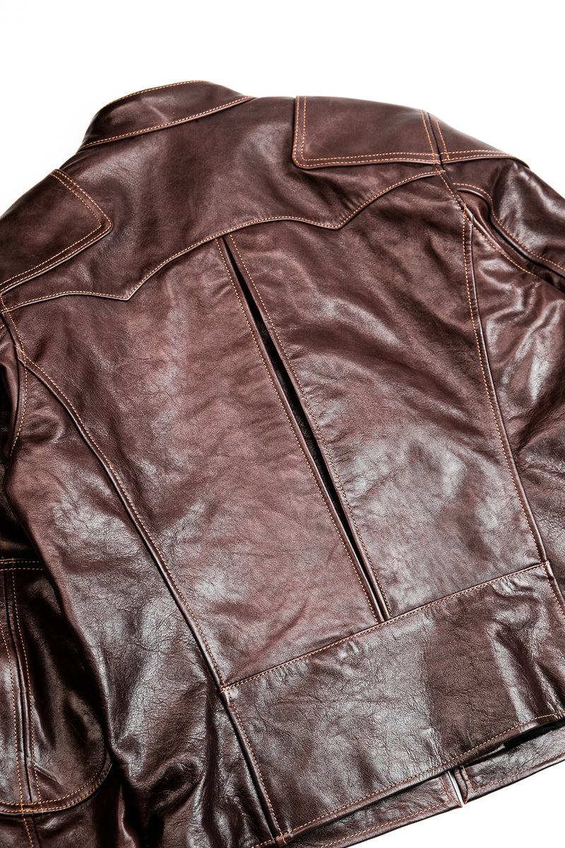 Horsehide Venom Leather Jacket Seal Brown Details 18