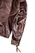 Horsehide Venom Leather Jacket Seal Brown Details 19