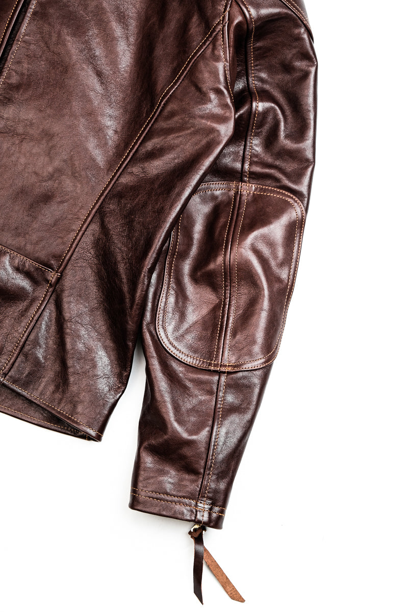 Horsehide Venom Leather Jacket Seal Brown Details 19