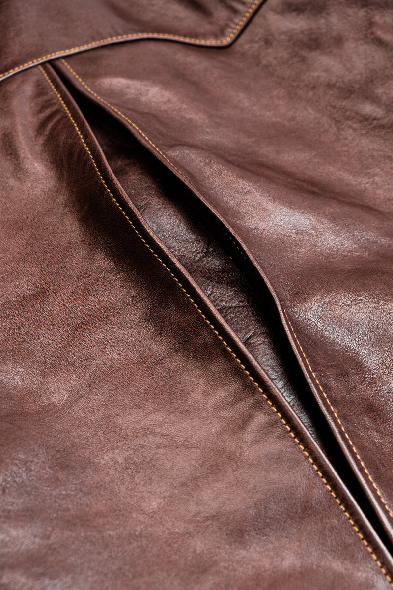 Horsehide Venom Leather Jacket Seal Brown Details 20