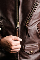 Horsehide Venom Leather Jacket Seal Brown Details 4