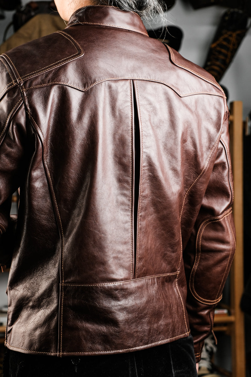 Horsehide Venom Leather Jacket Seal Brown Details 6