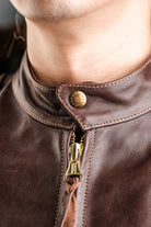Horsehide Venom Leather Jacket Seal Brown Details