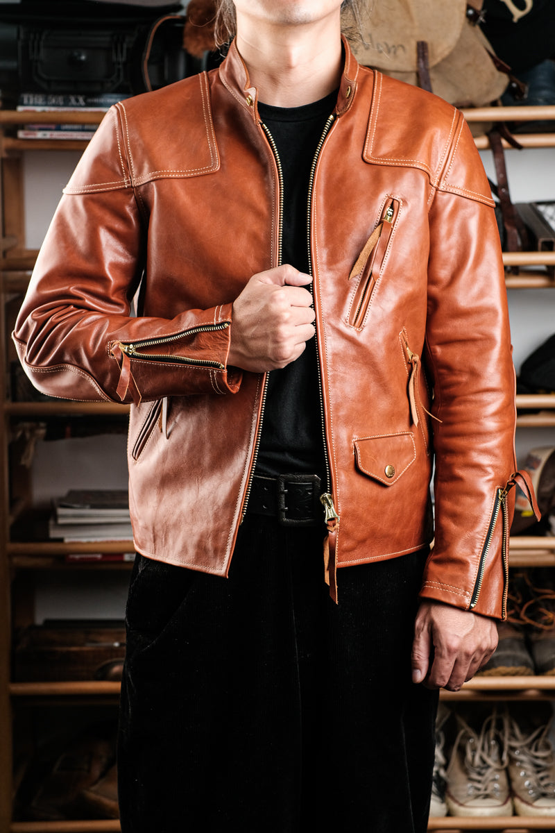 Horsehide Venom leather jacket Havana color 2