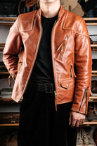Horsehide Venom leather jacket Havana color