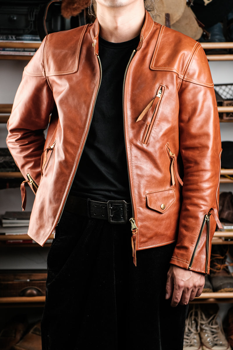 Horsehide Venom leather jacket Havana color