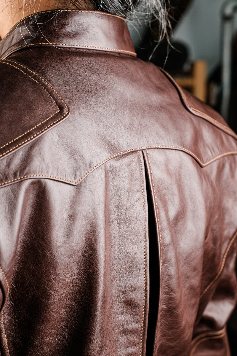Horsehide Venom Leather Jacket Seal-Brown Details 7