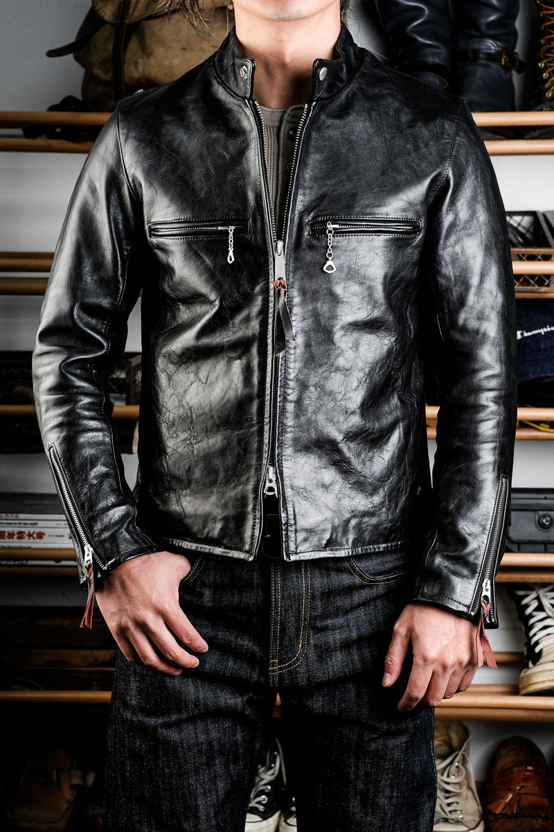 J-100 Coffee Horsehide Racing Jacket 3