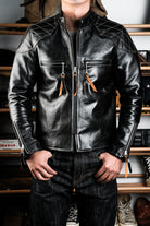 J100 Quilted Cafe Racer Leather Jacket Horsehide 4