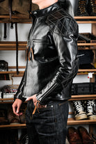 J100 Quilted Cafe Racer Leather Jacket Horsehide 5