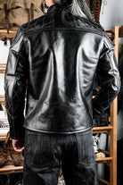 J100 Quilted Cafe Racer Leather Jacket Horsehide 6