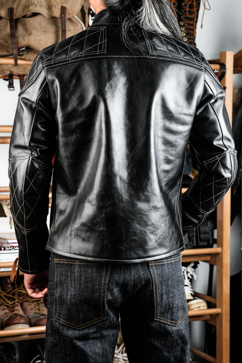 J100 Quilted Cafe Racer Leather Jacket Horsehide 6