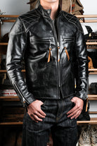 J100 Quilted Cafe Racer Leather Jacket Horsehide 7