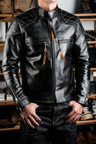 J100 Quilted Cafe Racer Leather Jacket Horsehide 9