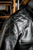 J100 Quilted Cafe Racer Leather Jacket with Horseskin Details 11