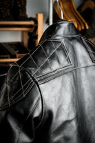 J100 Quilted Cafe Racer Leather Jacket with Horseskin Details 14