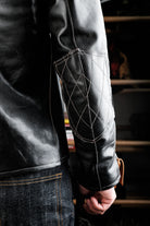 J100 Quilted Cafe Racer Leather Jacket with Horseskin Details 21