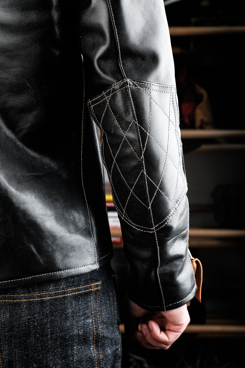 J100 Quilted Cafe Racer Leather Jacket with Horseskin Details 21