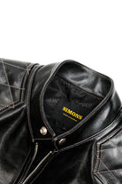 J100 Quilted Cafe Racer Leather Jacket with Horseskin Details 3
