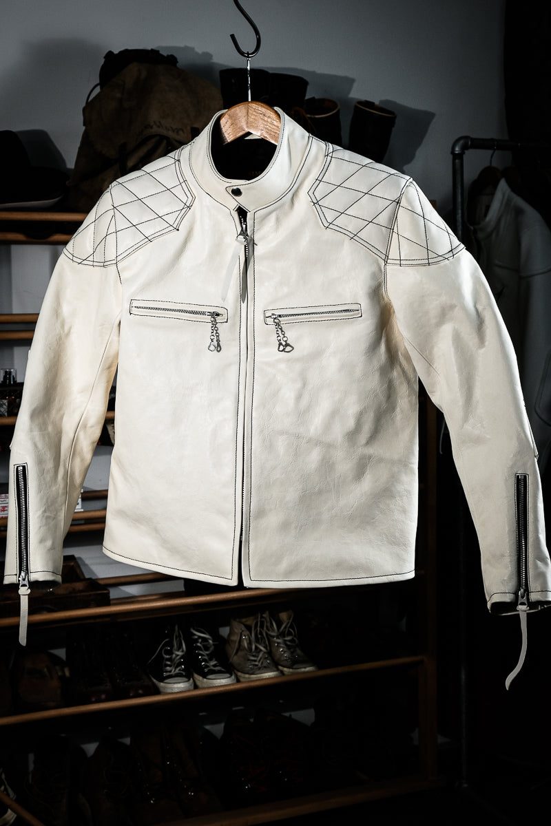 REAL SIMONS J100 Quilted Coffee Racing Lambskin Jacket - Vintage