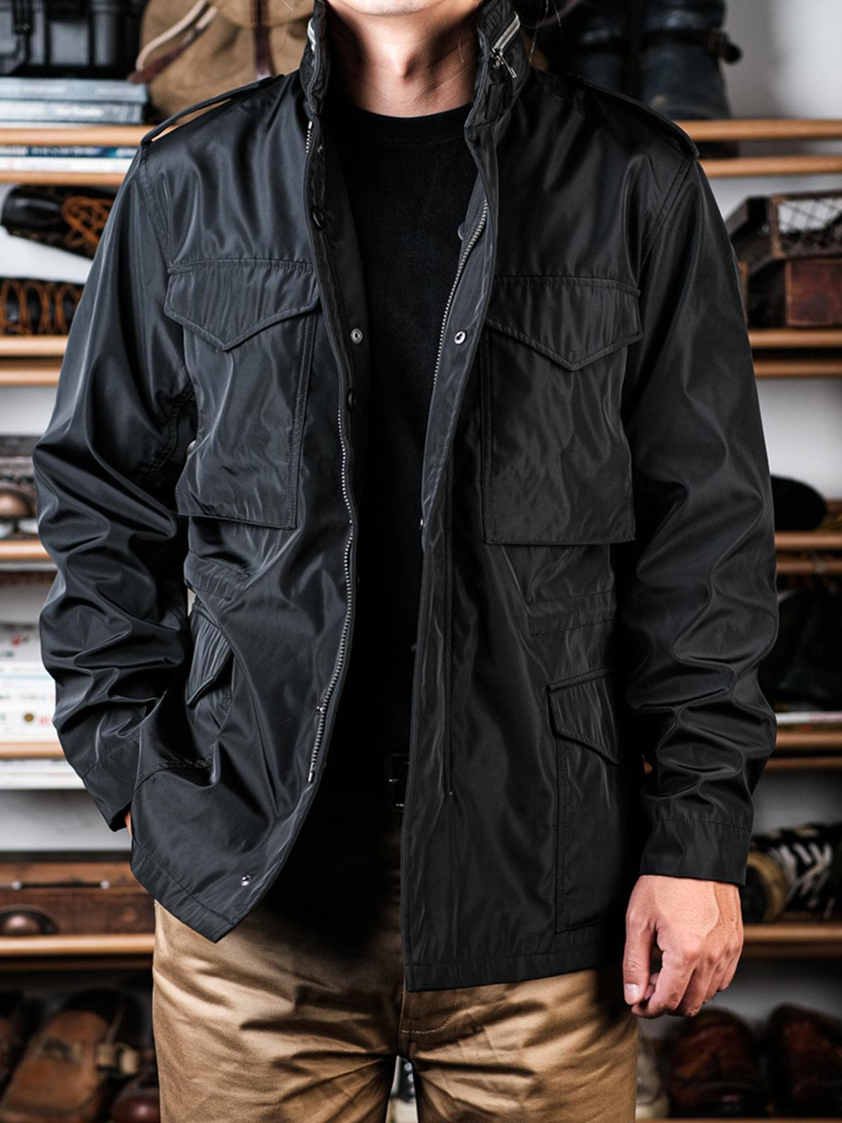 M-65-Field-Jacket-Black-Front-View