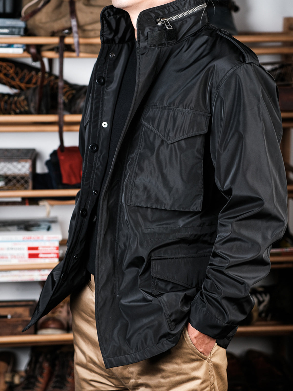 M-65-Field-Jacket-Black-Side-View