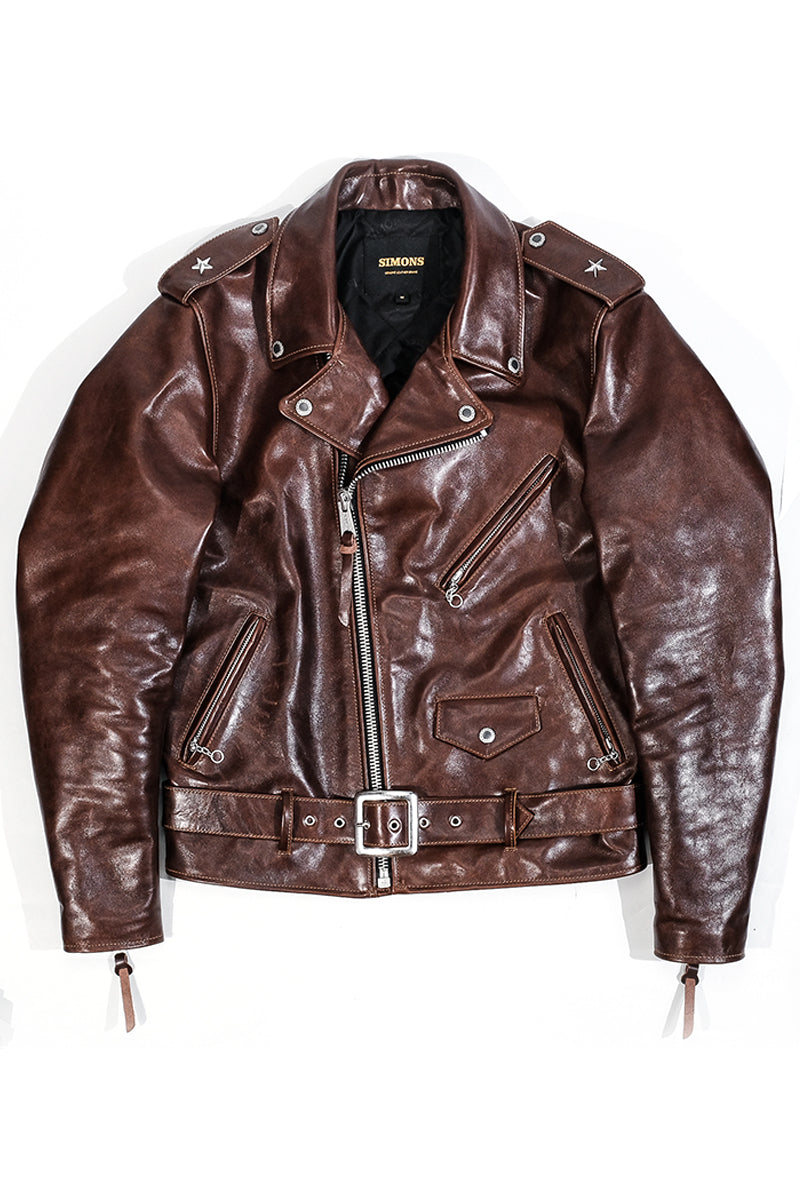 Marlon Brando motorcycle leather jacket  tea colored horsehide