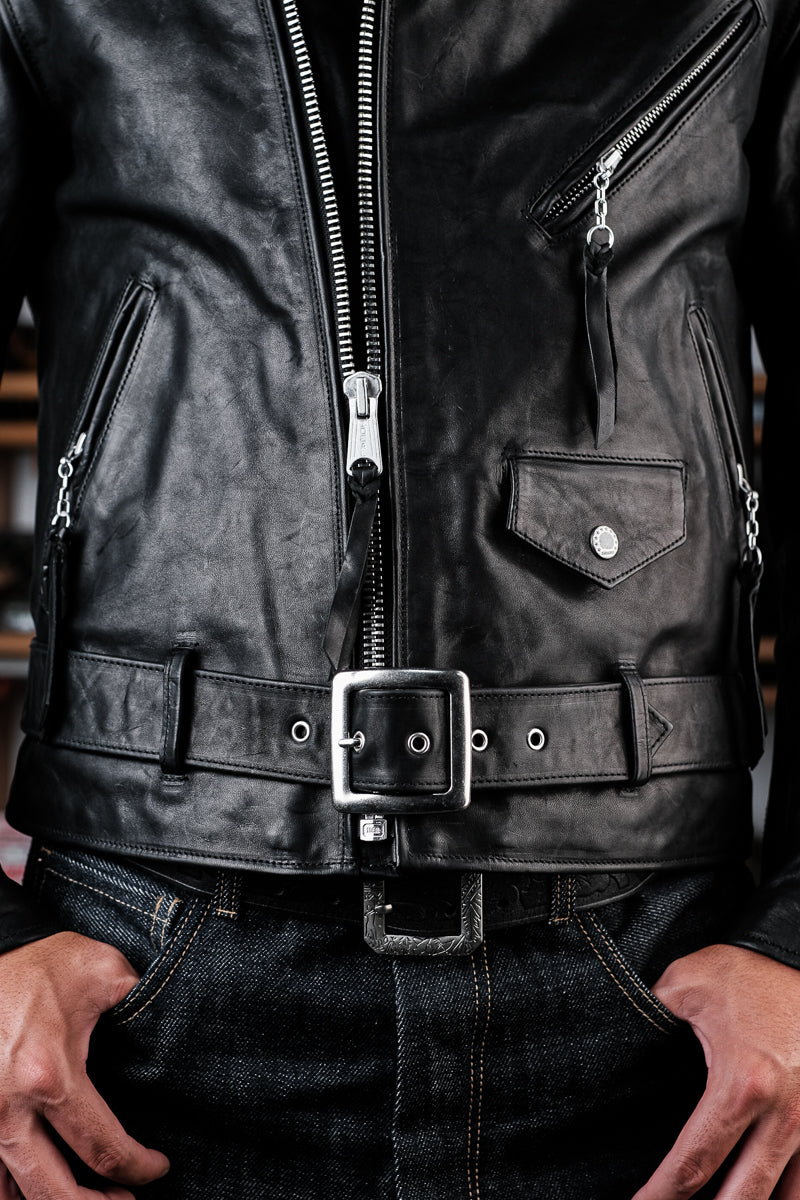 Marlon Brando motorcycle leather jacket oil waxed horsehide detail 2