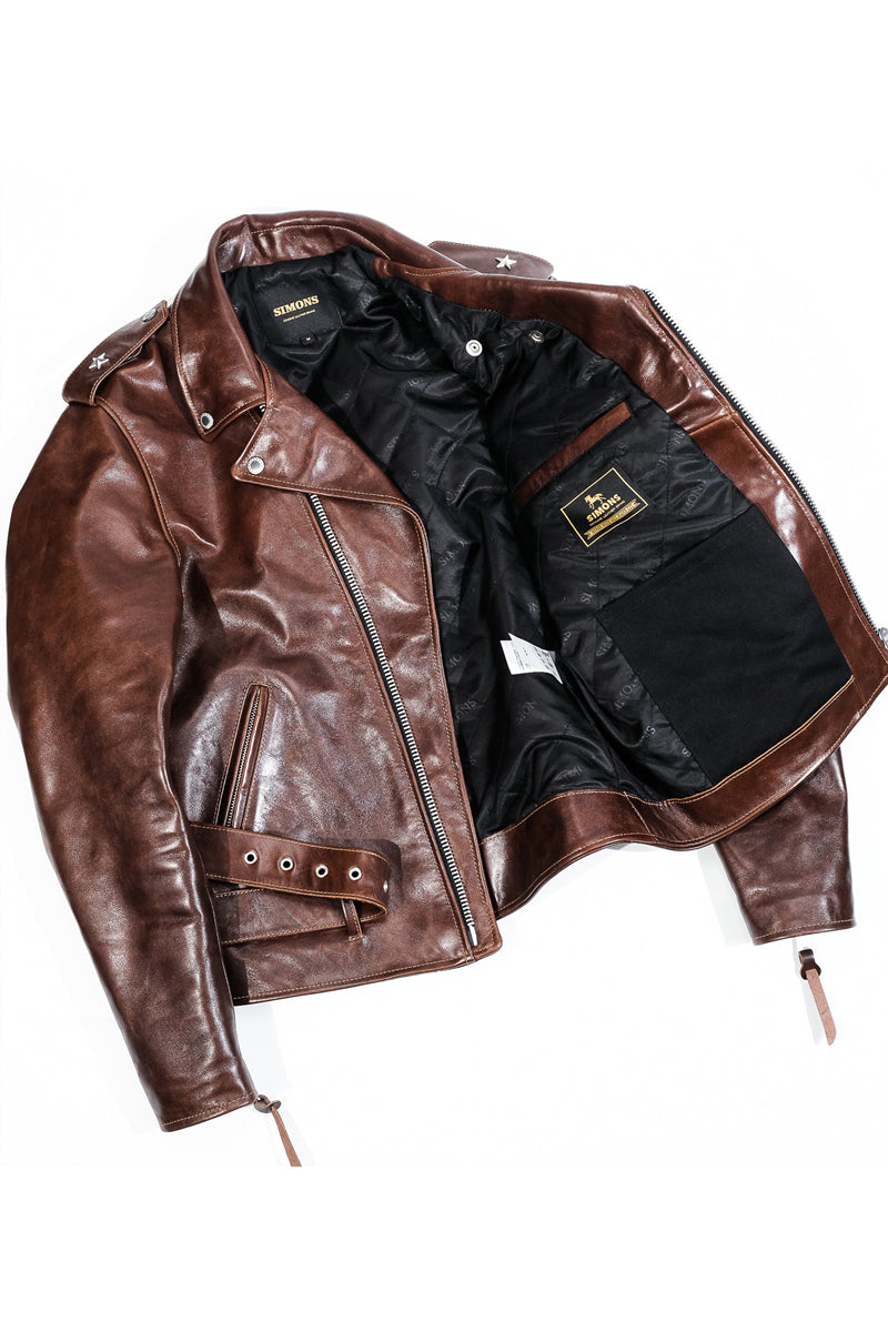 Marlon Brando motorcycle leather jacket tea colored horsehide lining