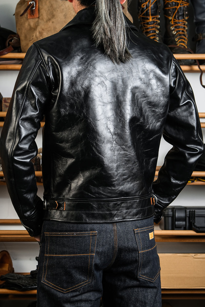 Mulholland Genuine Leather Motorcycle Jacket — Tea Core Horsehide Back