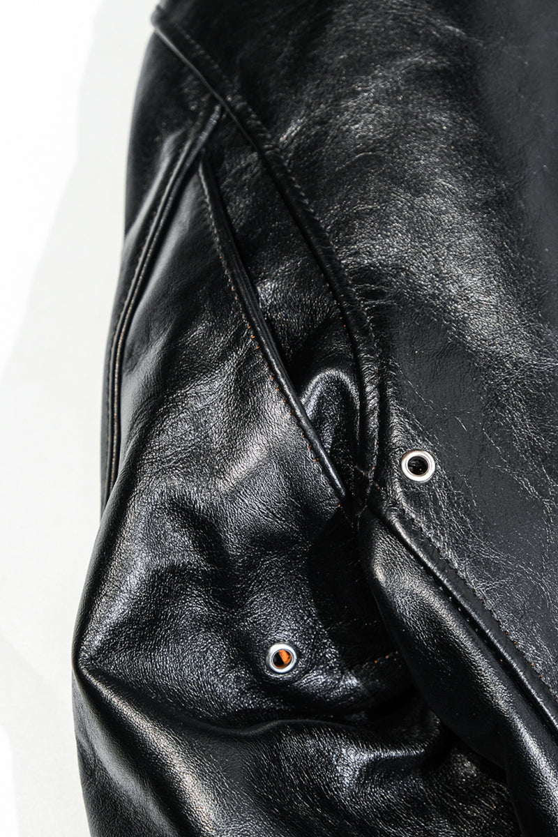 Mulholland Genuine Leather Motorcycle Jacket — Tea Core Horsehide Details 12