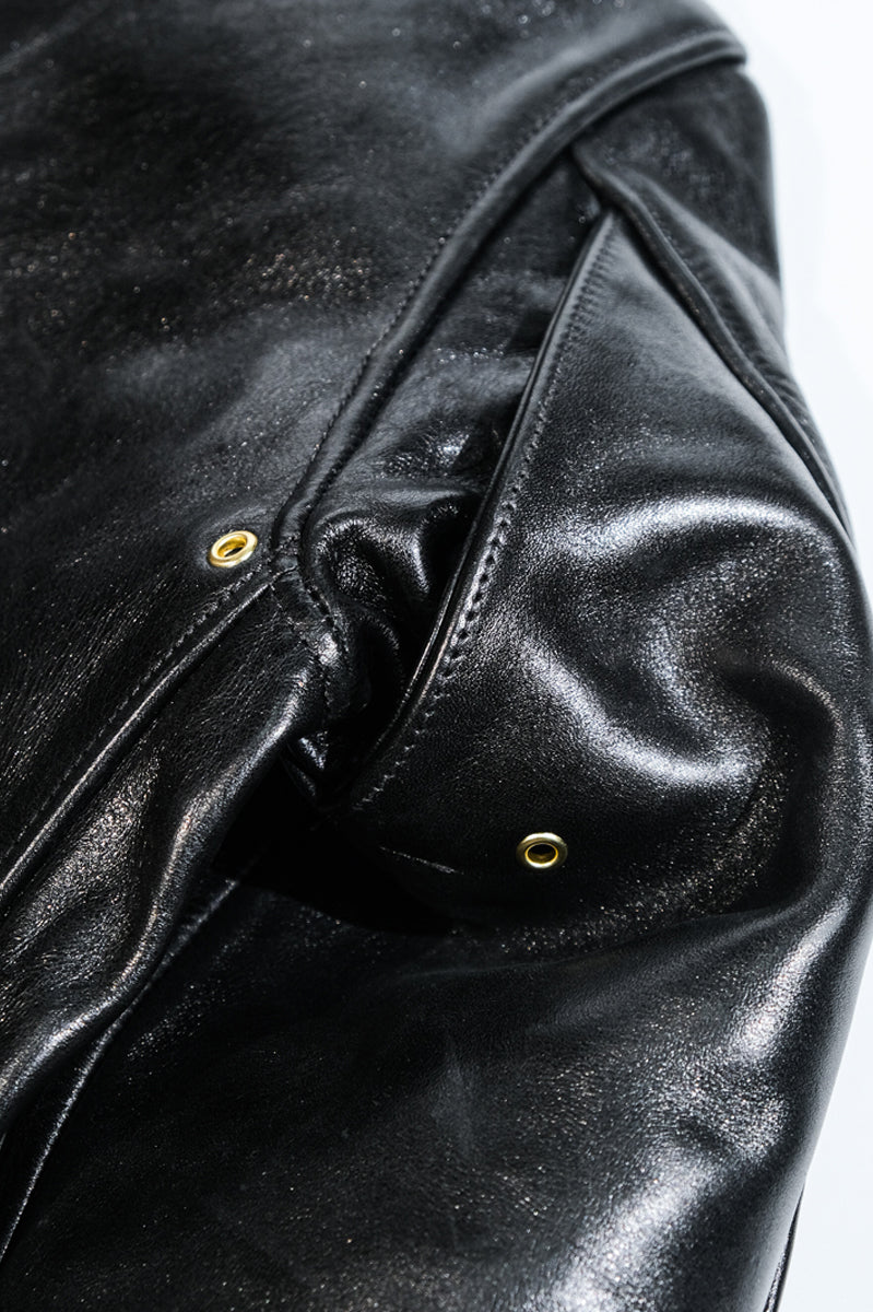 Mulholland Leather Motorcycle Jacket Back Detail Oil Waxed Horsehide