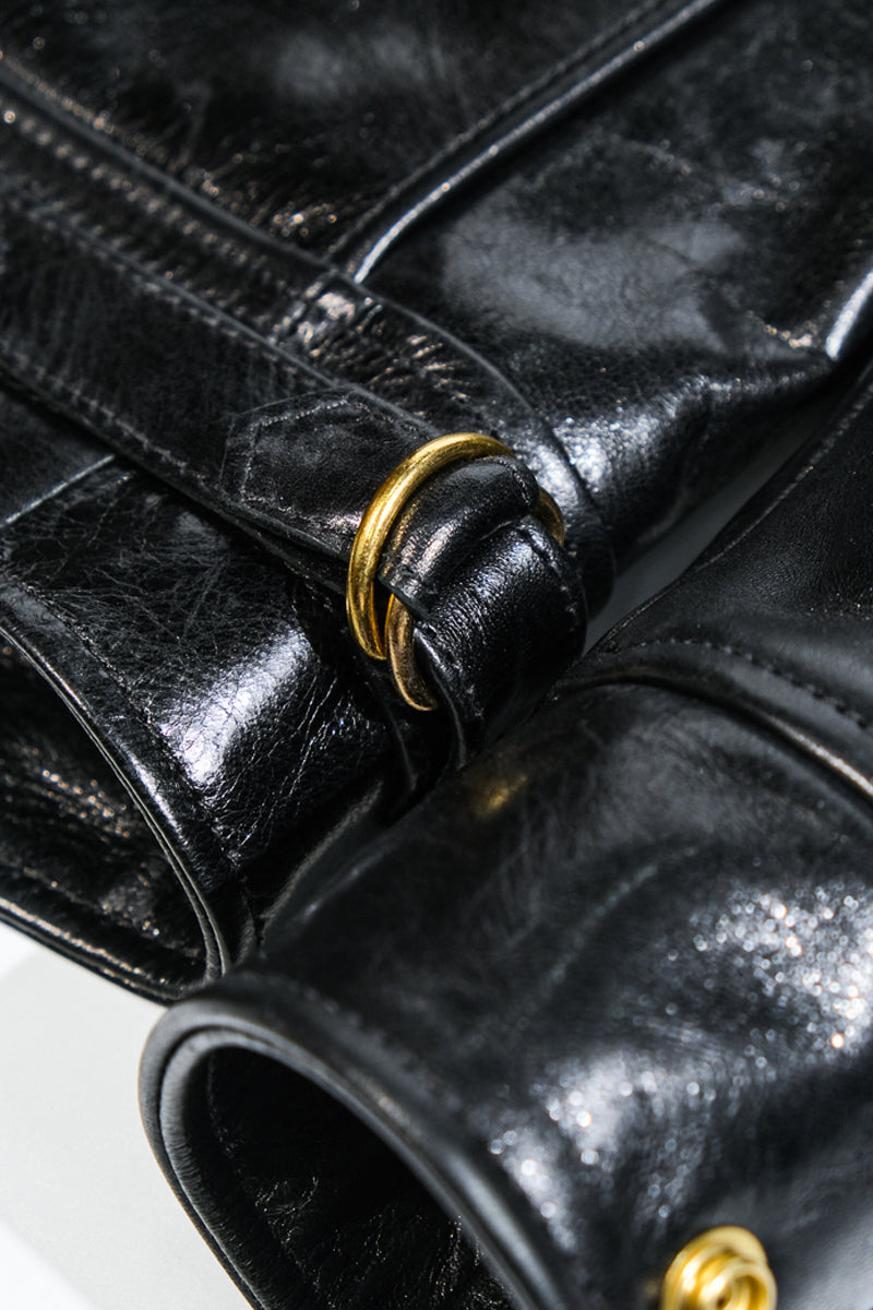 Mulholland Leather Motorcycle Jacket Back Detail (Oil Waxed Horsehide) 3