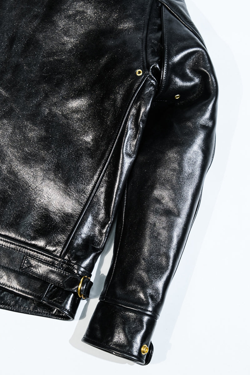 Mulholland Leather Motorcycle Jacket Oil Waxed Horsehide Back and Sleeves