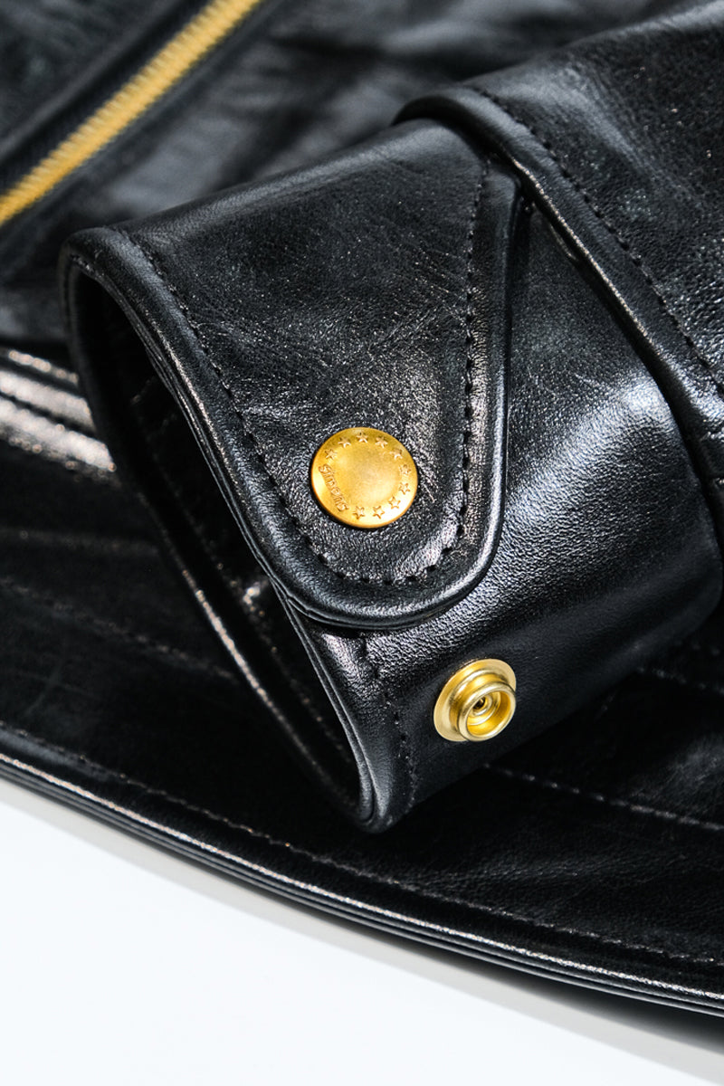 Mulholland Leather Motorcycle Jacket Waxed Horsehide Cuffs