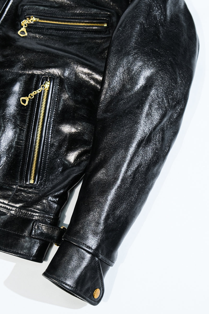 Mulholland Leather Motorcycle Jacket with Waxed Horsehide Sleeves