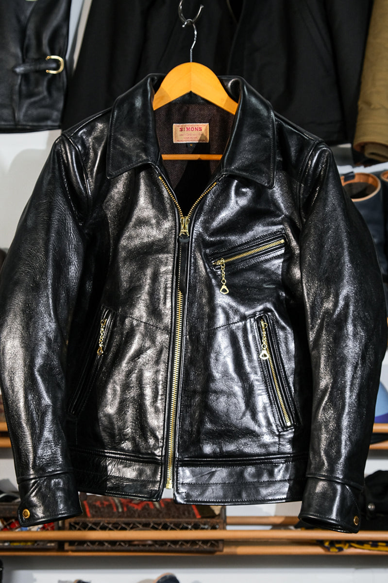 Mulholland Policeman's Leather Motorcycle Jacket Oil Waxed Horsehide