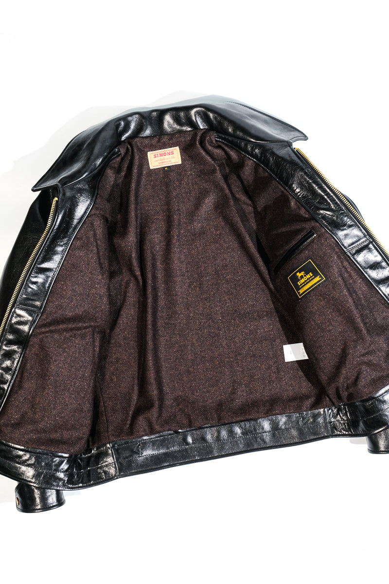 Mulholland Policeman's Leather Motorcycle Jacket Waxed Horsehide with Lining