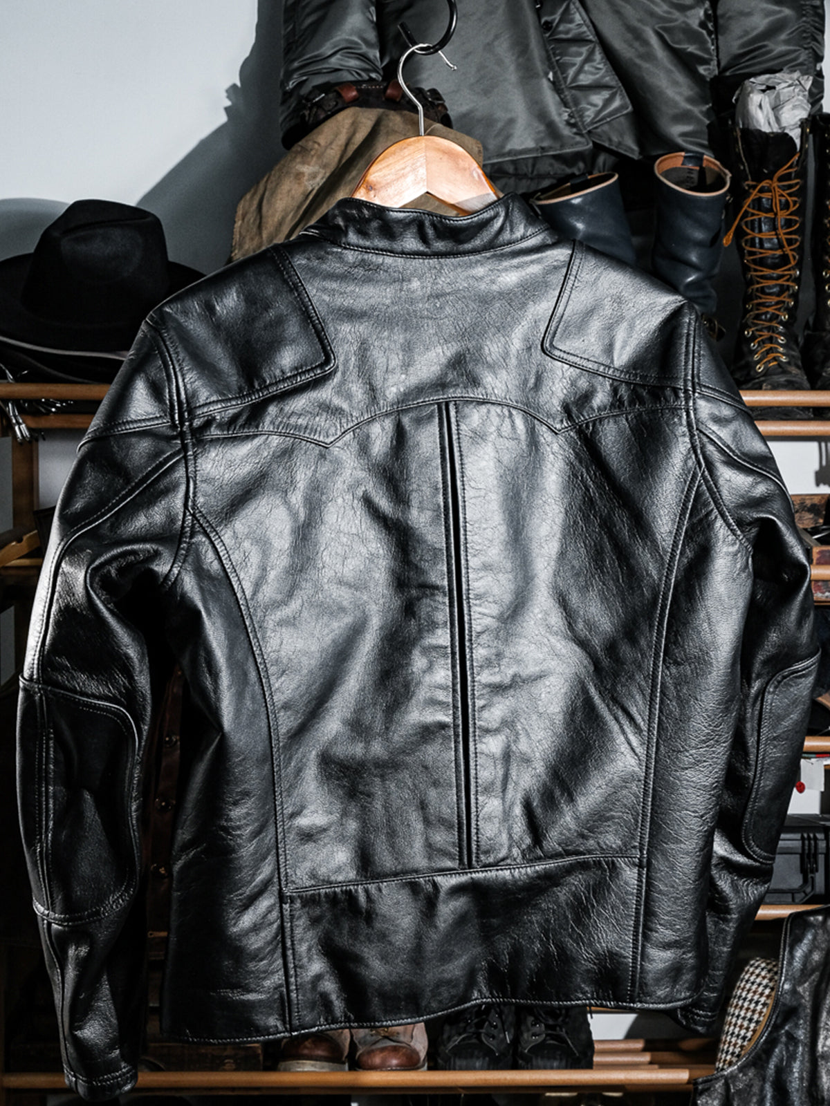 Sheepskin-Black-Vintage-Venom-Motorcycle-Jacket-Back