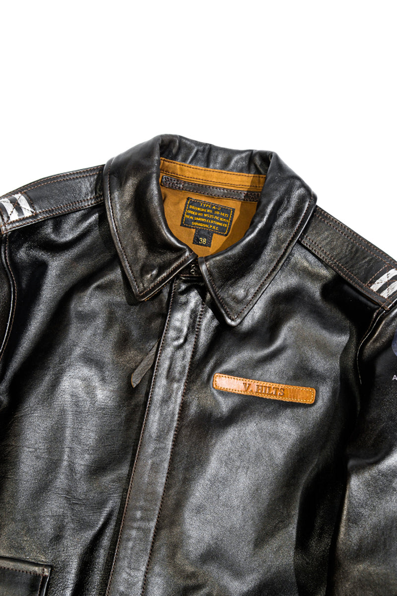 Steve McQueen The Great Escape A-2 Leather Flight Jacket - Rough