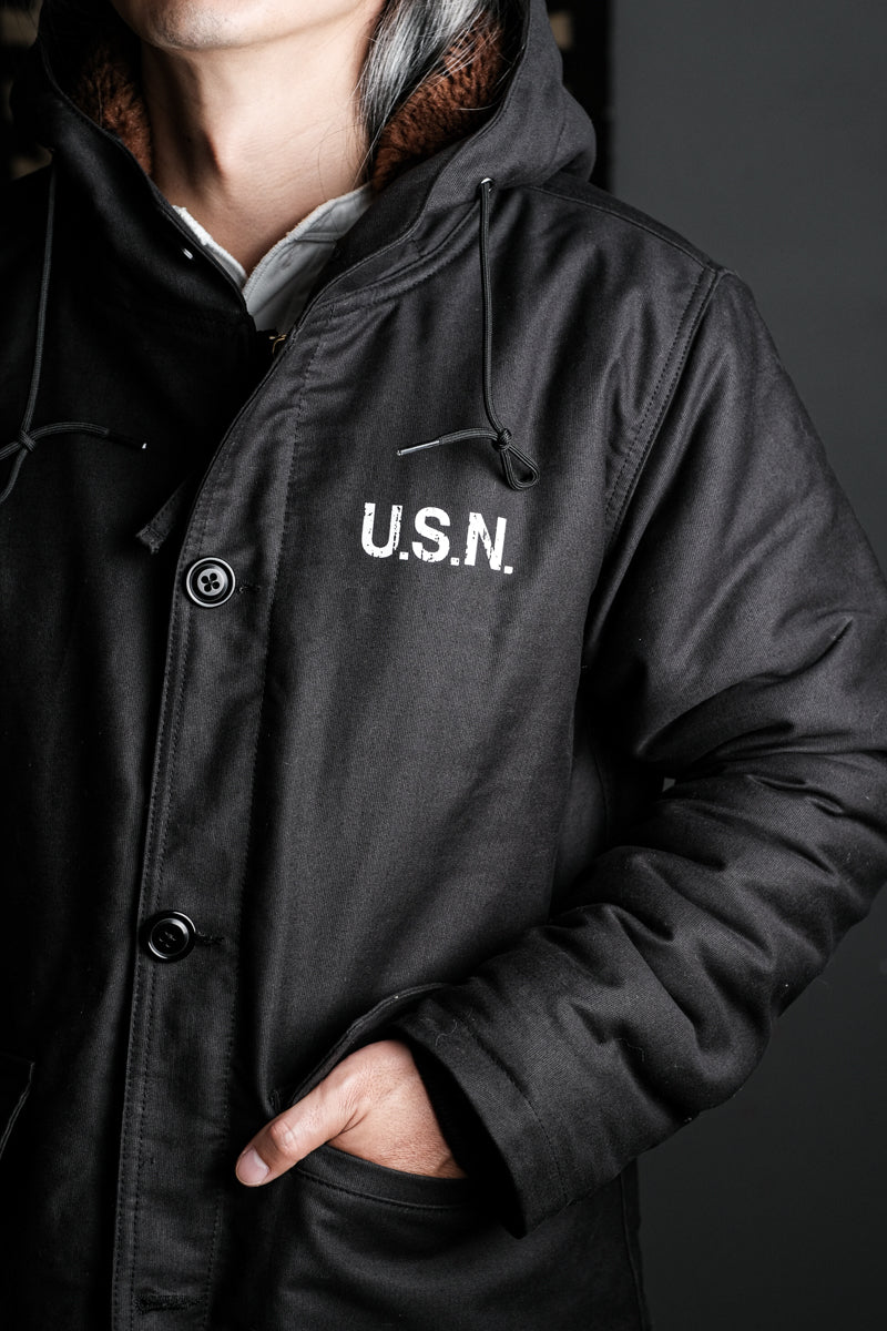 US Navy N-2 Parka Coat 1940s Vintage Reproduction Black Details