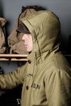 US Navy N-2 Parka Coat 1940s Vintage Reproduction Green Details