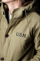 US Navy N-2 Parka Coat 1940s Vintage Reproduction Green Details