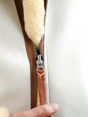 Blouson de vol B-3 blanc en cuir de mouton 