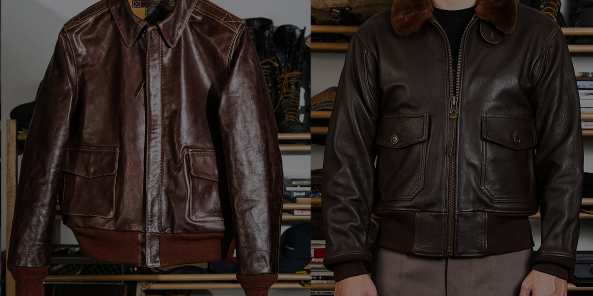 A-2 vs G-1 flight jacket comparison: Army A-2 and Navy G-1 leather flight jackets