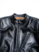 BRIXTON black jacket collar and stand with light camel lining, studio shot