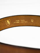 Hand engraved concho cavalry belt - Italian full grain cowhide vintage western belt with silver patina brass buckle