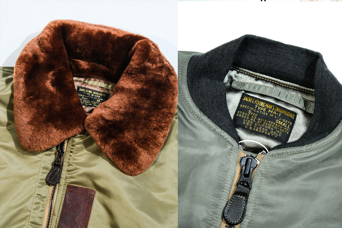 MA-1 wool knit collar vs B-15 mouton fur collar